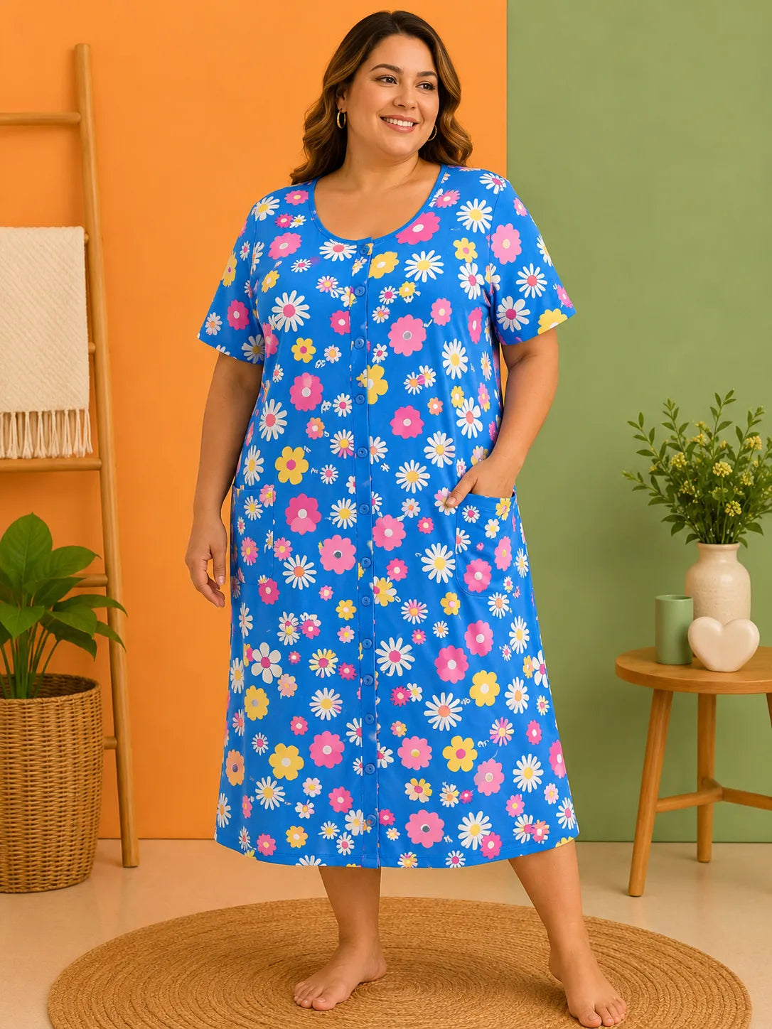 Bata de flores botones frontales