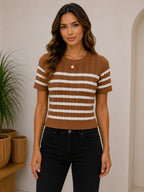 Blusa de rayas cuello redondo