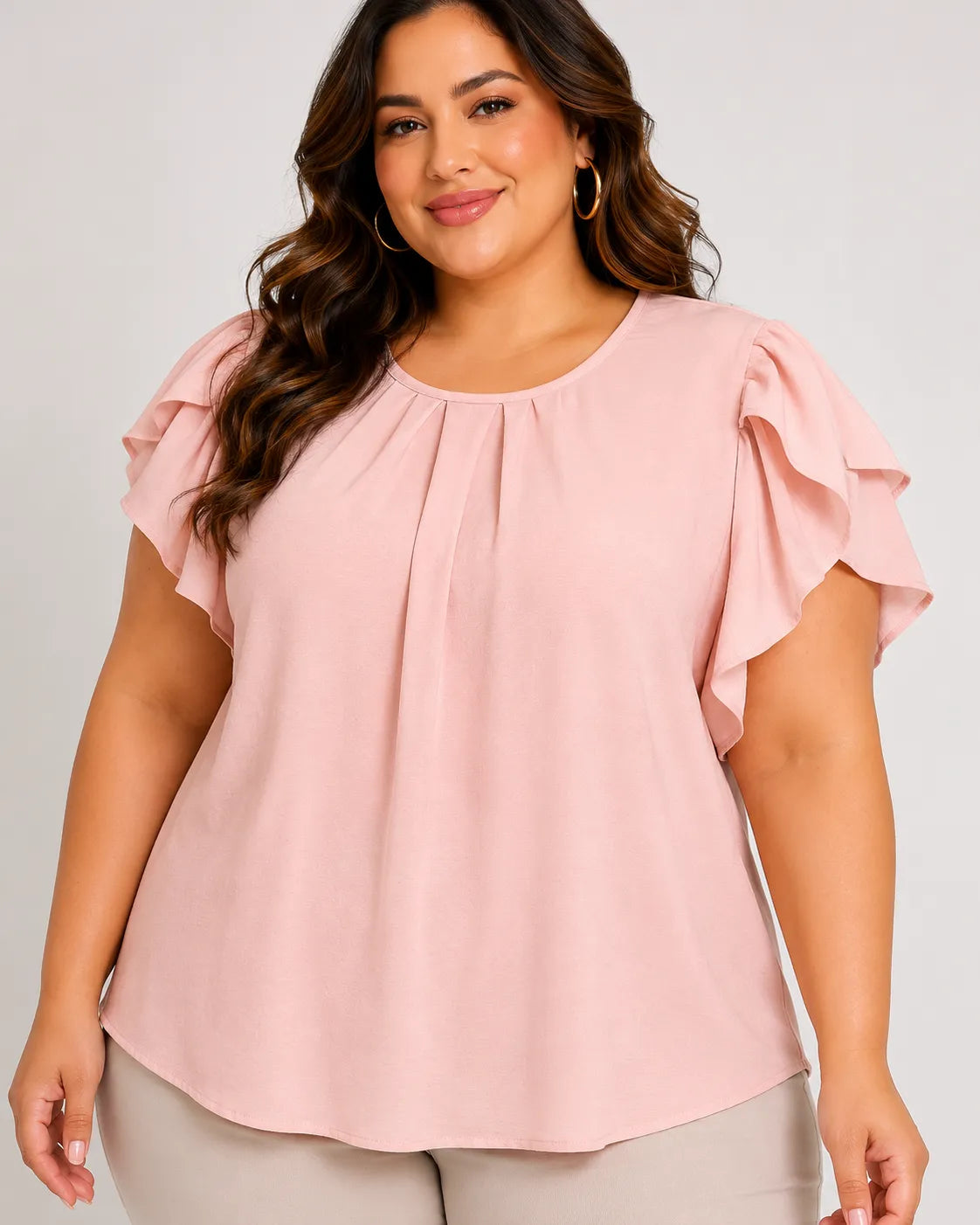 Blusa manga de tulipán talla plus