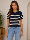 Blusa de rayas cuello redondo