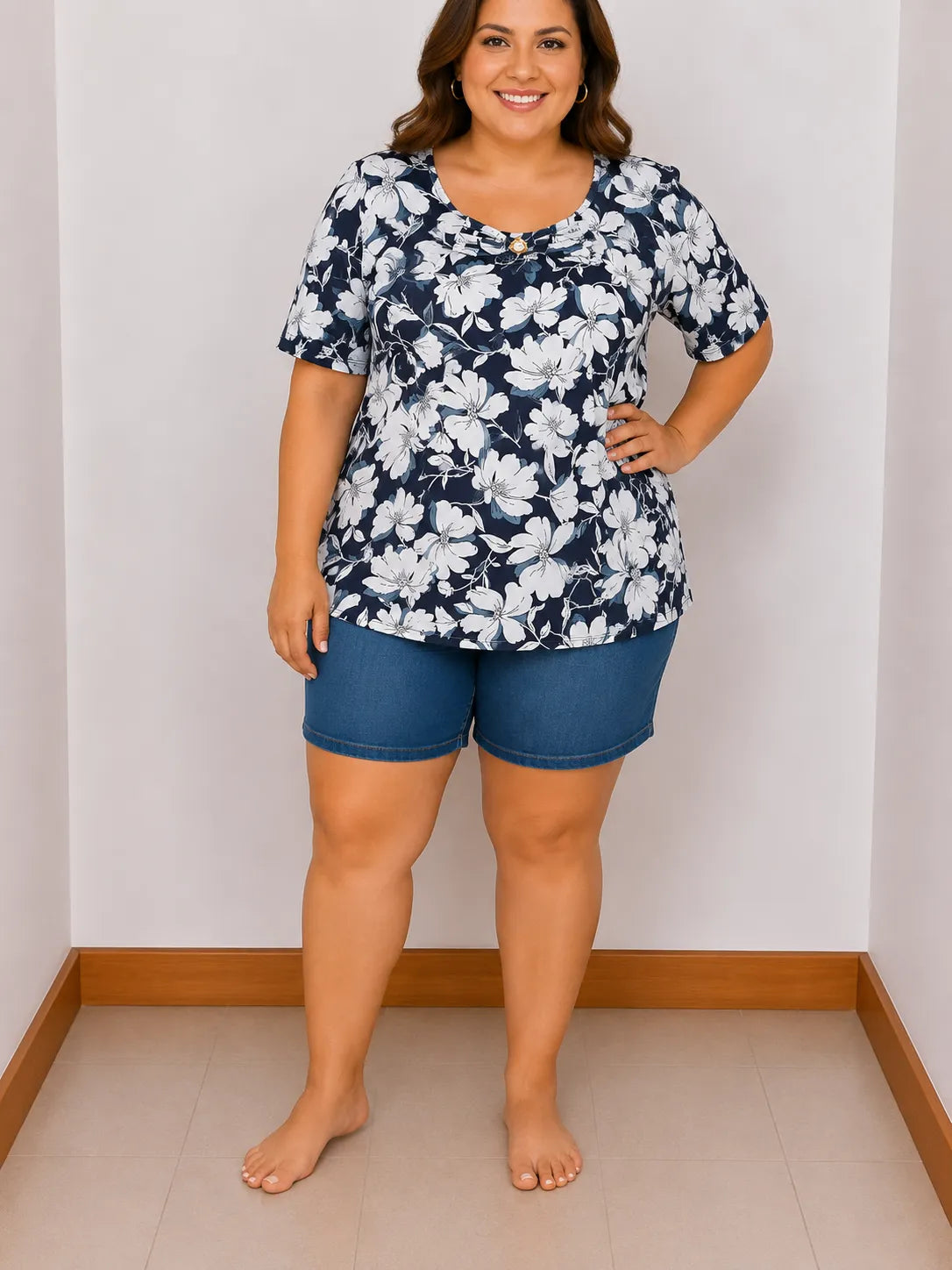 Blusa estampado floral talla plus