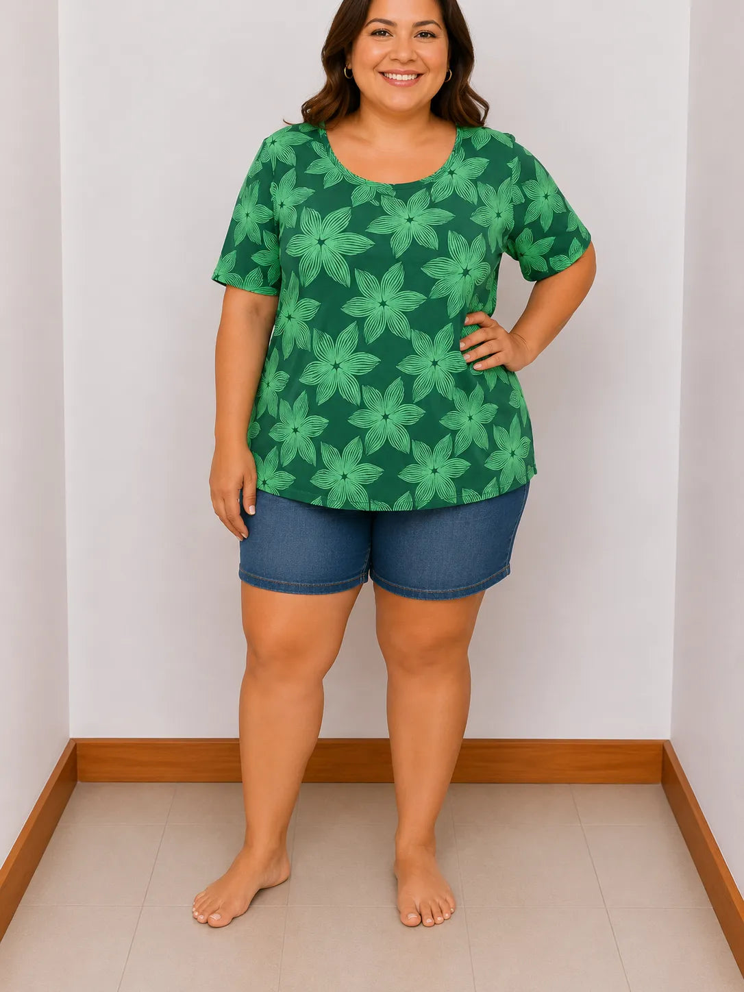 Blusa floral verde plus