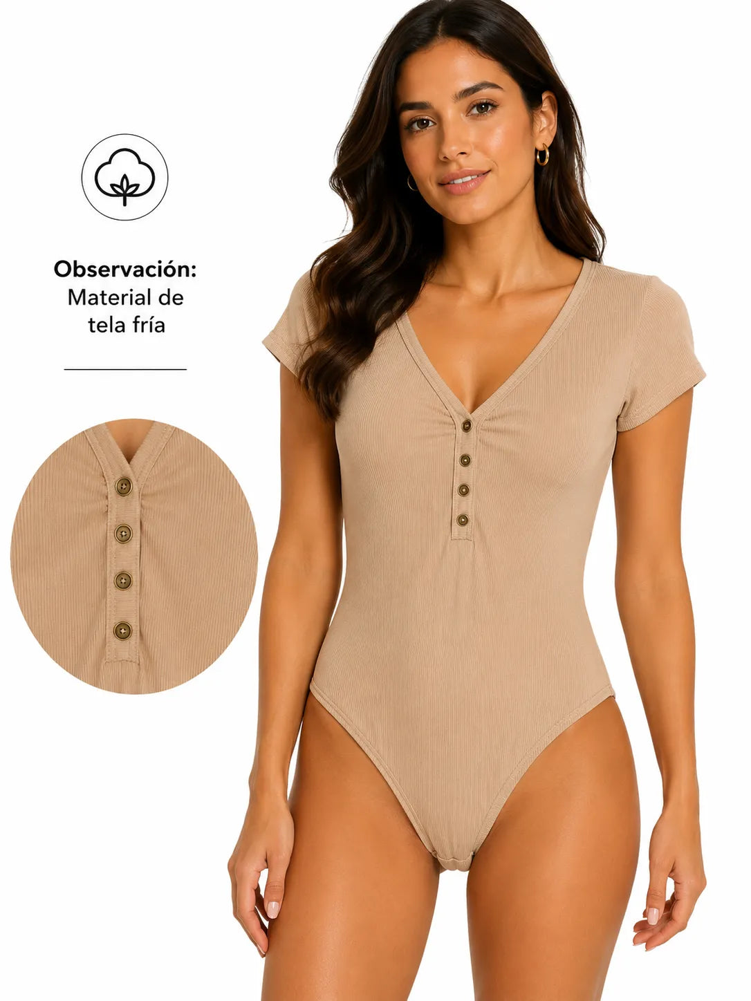 Body básico de algodón cuello V