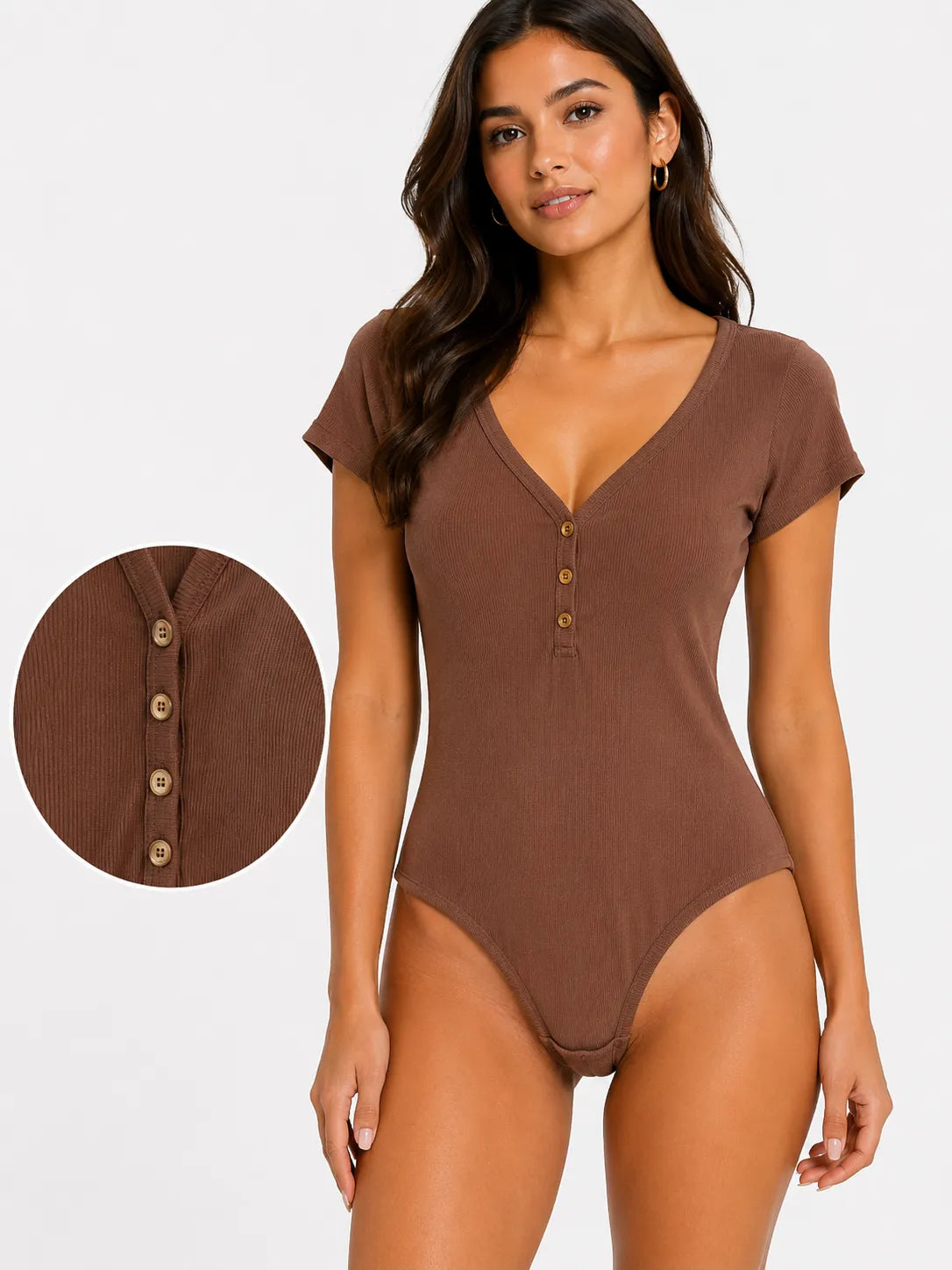Body básico de algodón cuello V