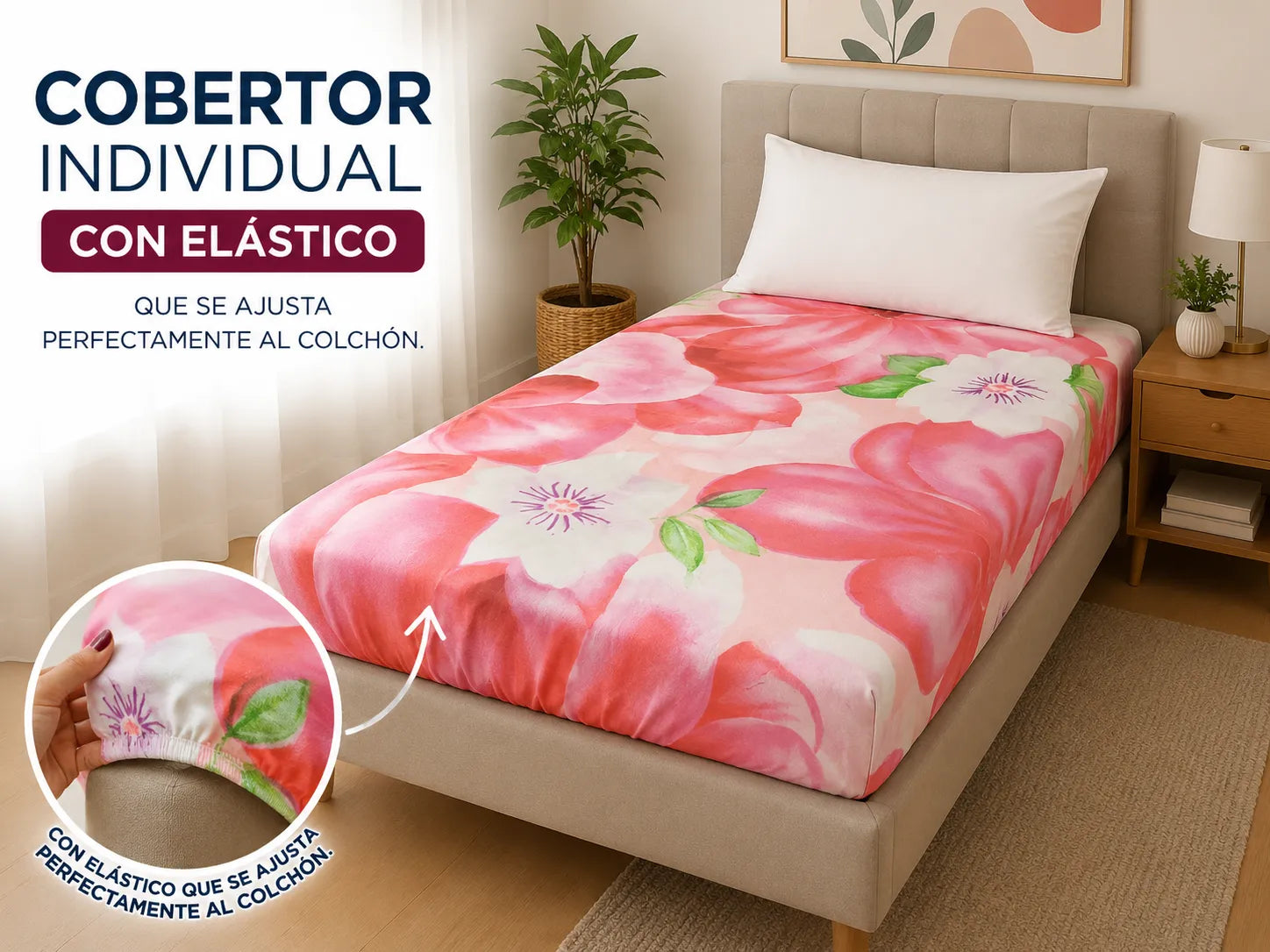 Cobertor de flores rosadas