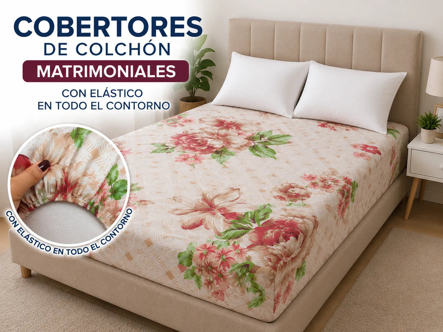 Cobertor matrimonial floral premium