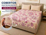 Cobertor matrimonial floral lila