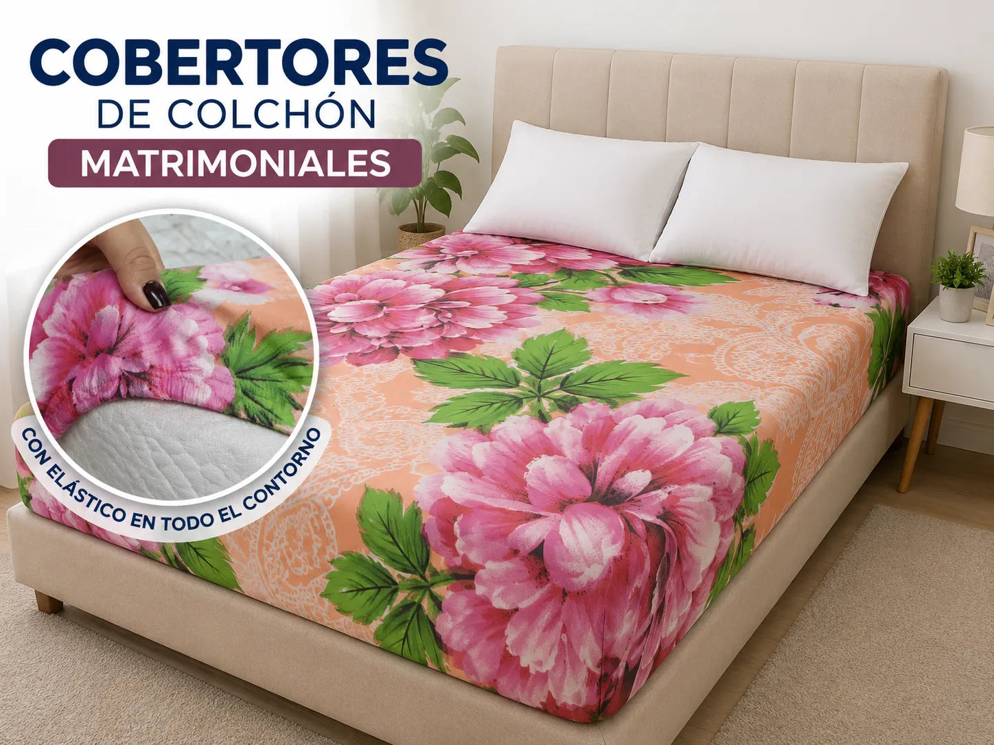 Cobertor matrimonial floral