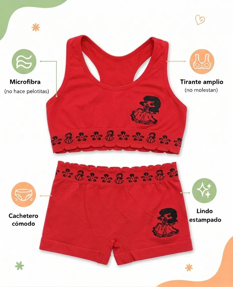 Conjunto ropa interior para niña microfibra