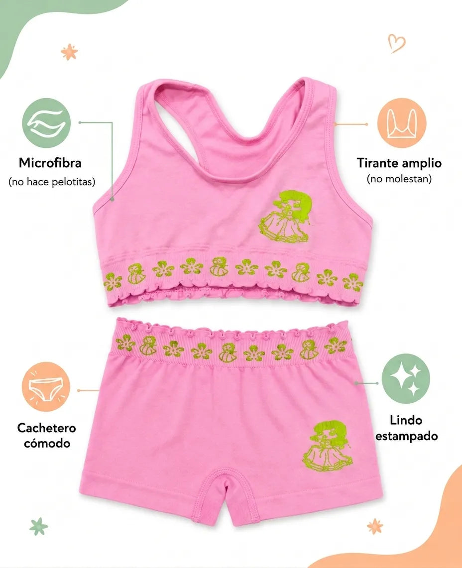 Conjunto ropa interior para niña microfibra