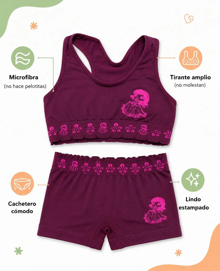Conjunto ropa interior para niña microfibra