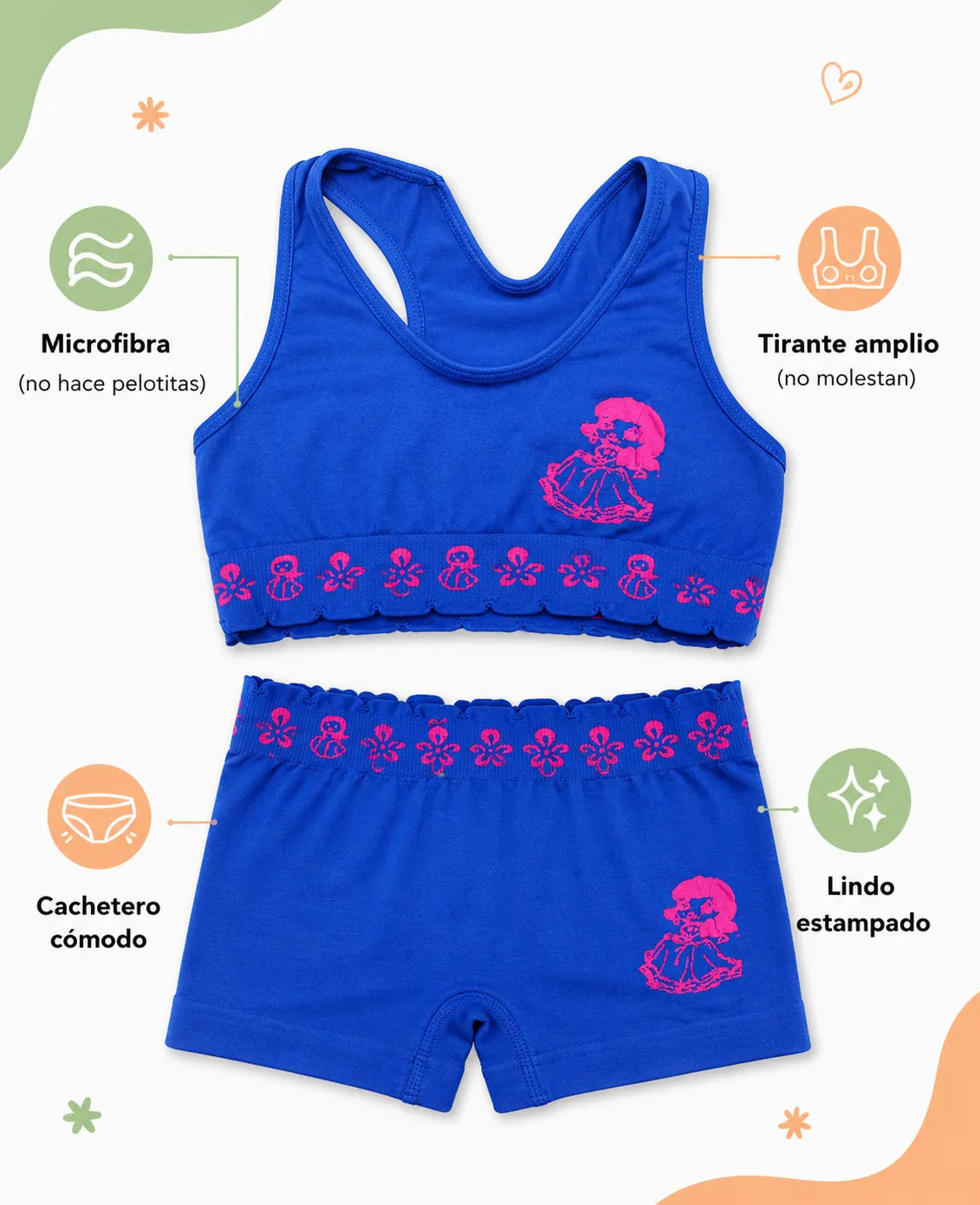 Conjunto ropa interior para niña microfibra