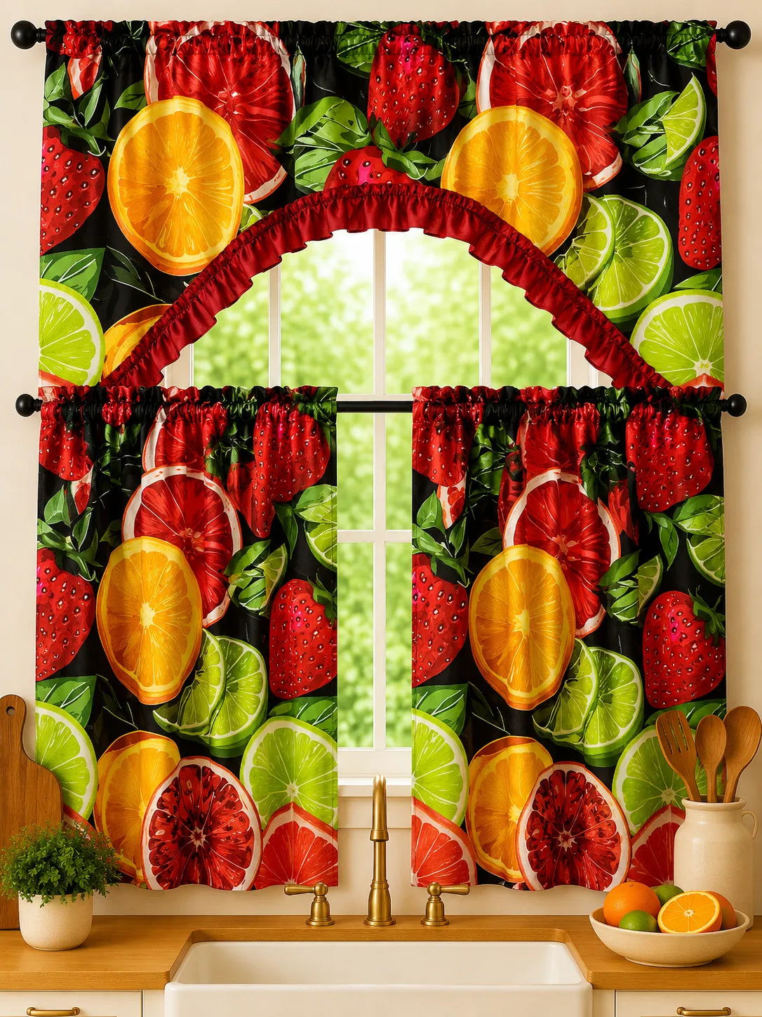 Cortina de cocina de frutas
