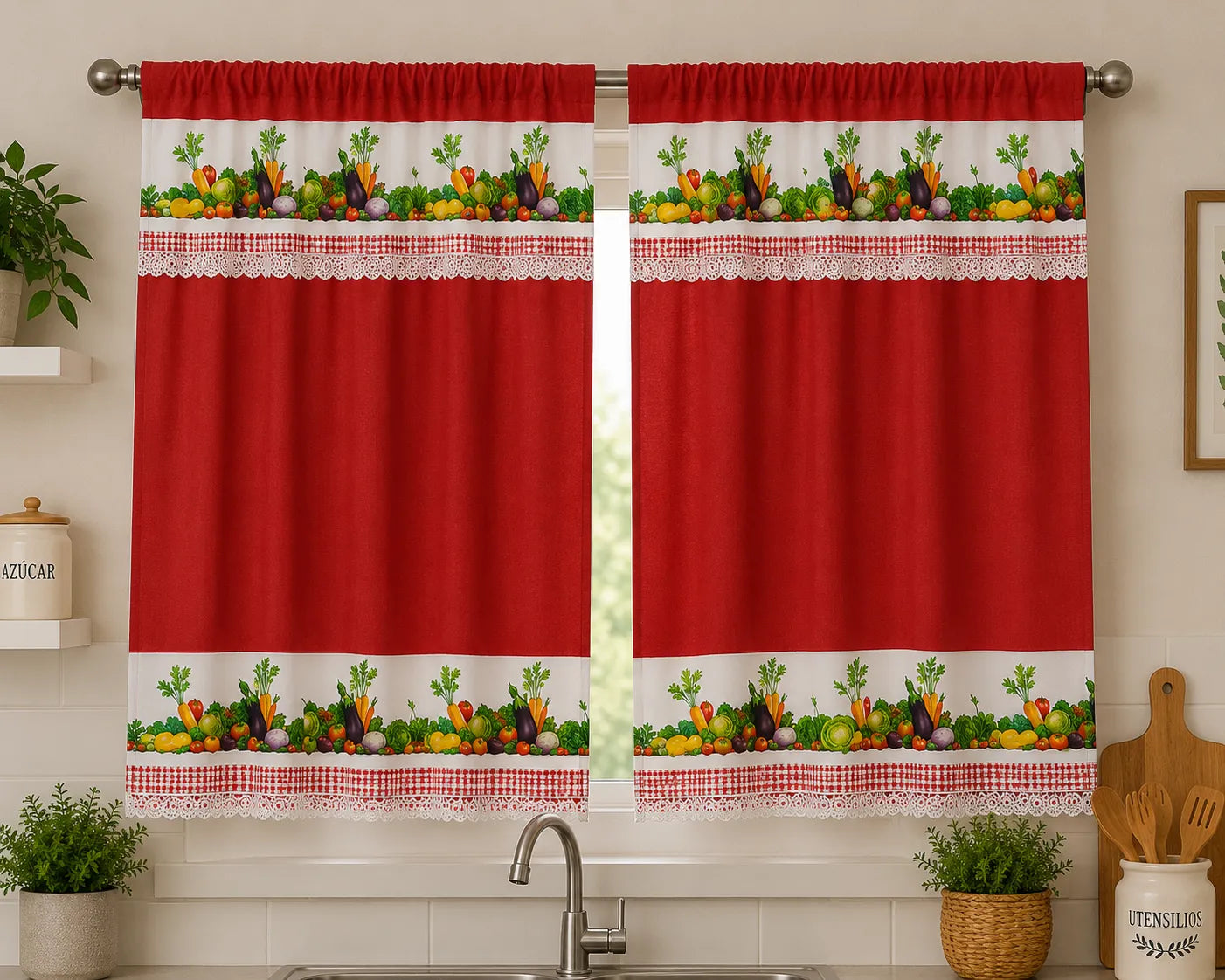 Cortina de cocina frutal