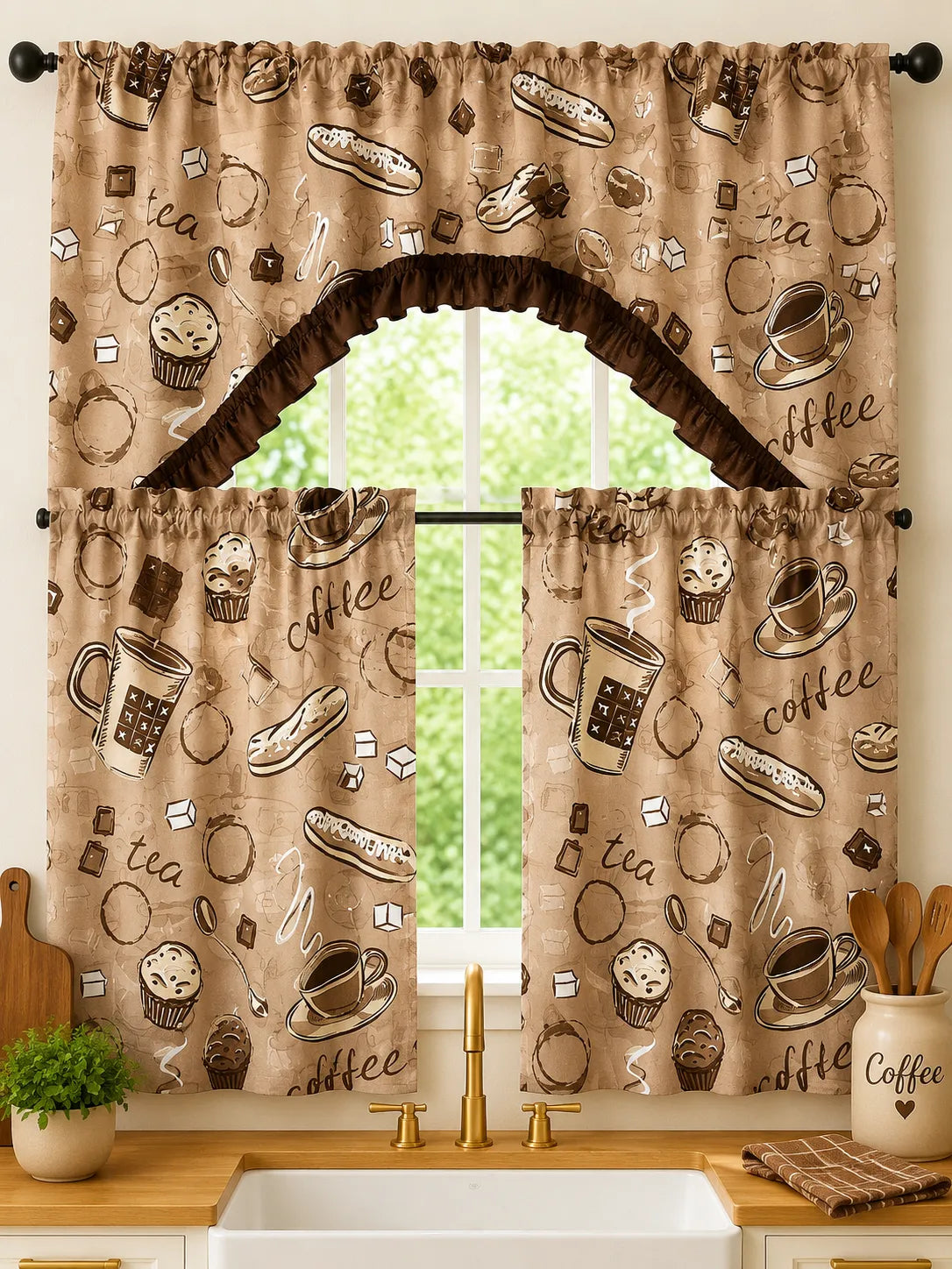 Cortina de cocina coffee