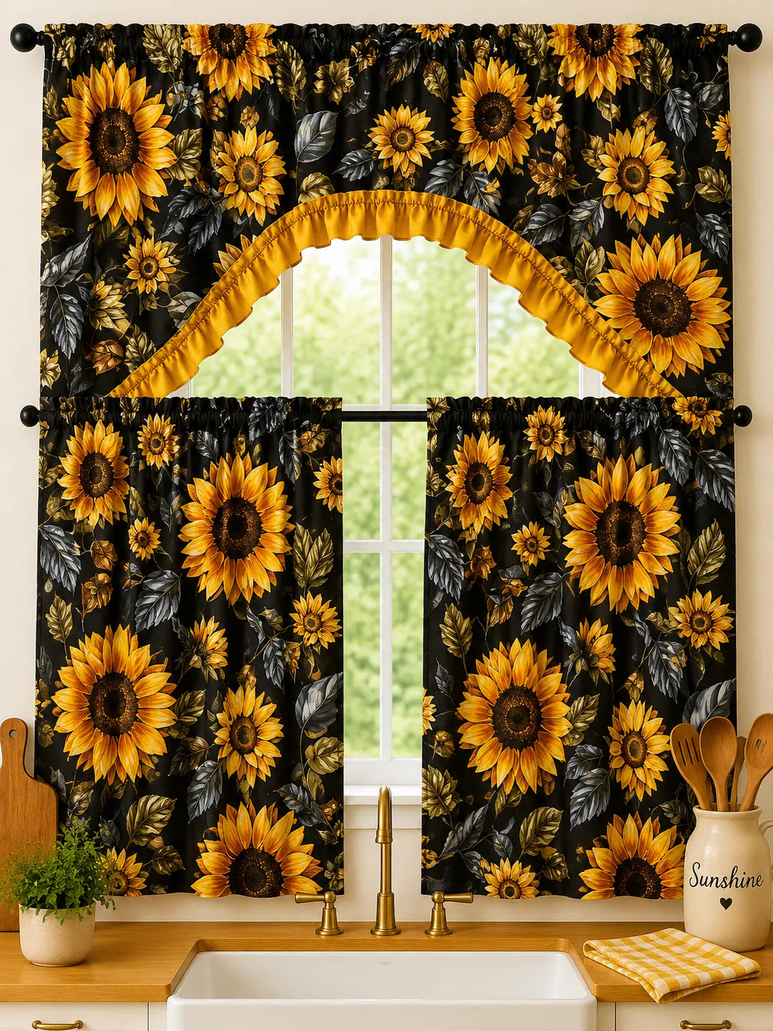 Cortina de cocina girasol