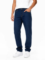 Jeans caballero mezclilla color azul y negro.