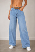 Jeans denim anchos tiro alto