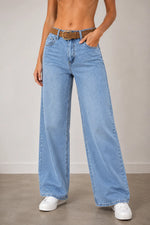 Jeans denim anchos tiro alto