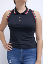 Blusa tipo polo sin mangas