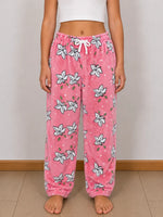 Pantalón de pijama de peluche para niña floral