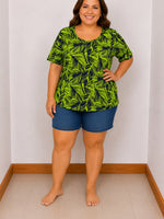 Blusa hojas tropicales plus
