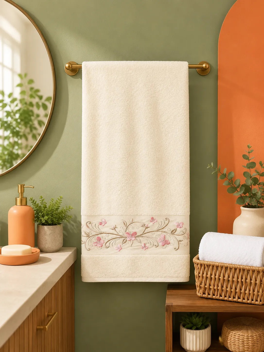 Paño bordado diseño floral