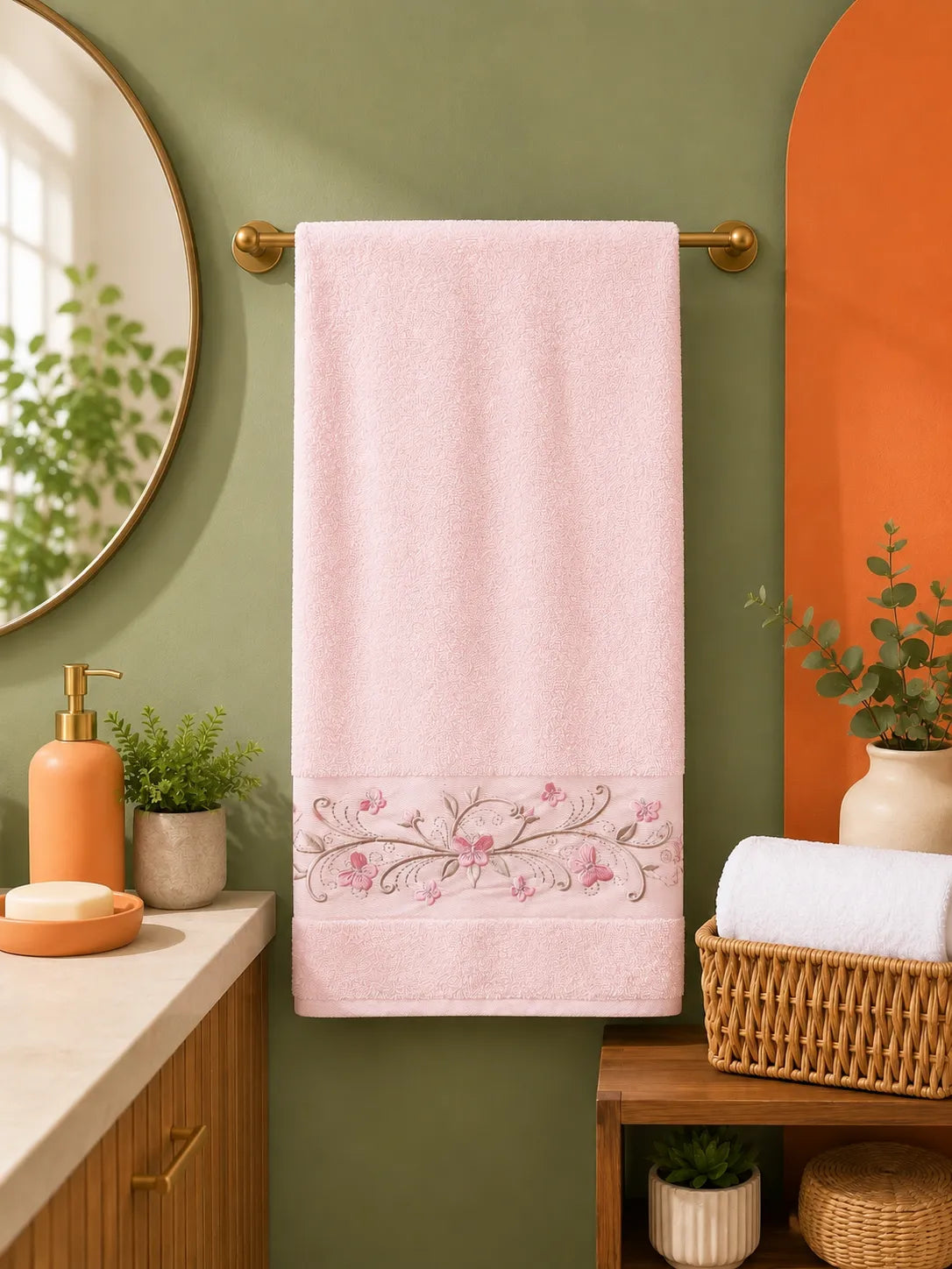 Paño bordado diseño floral