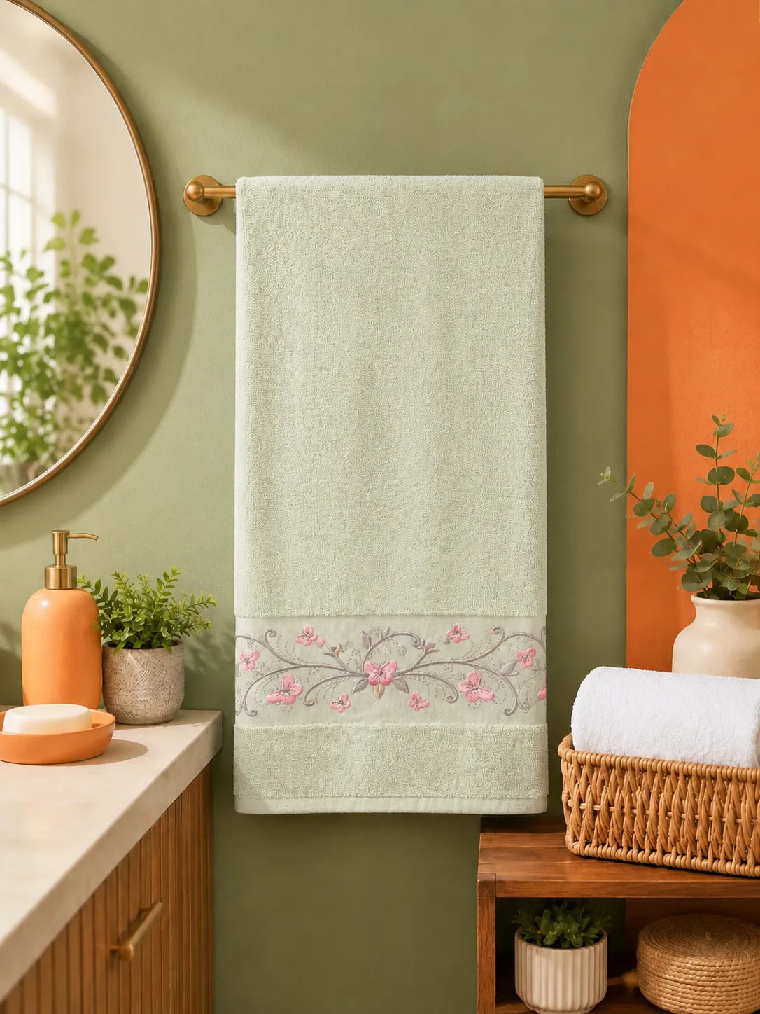 Paño bordado diseño floral