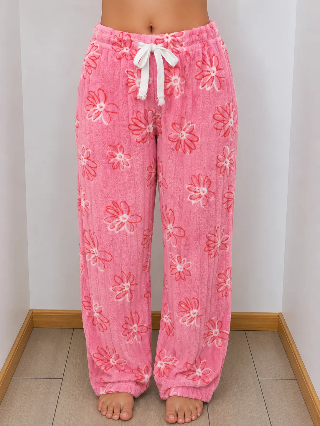 Pantalón peluche flores